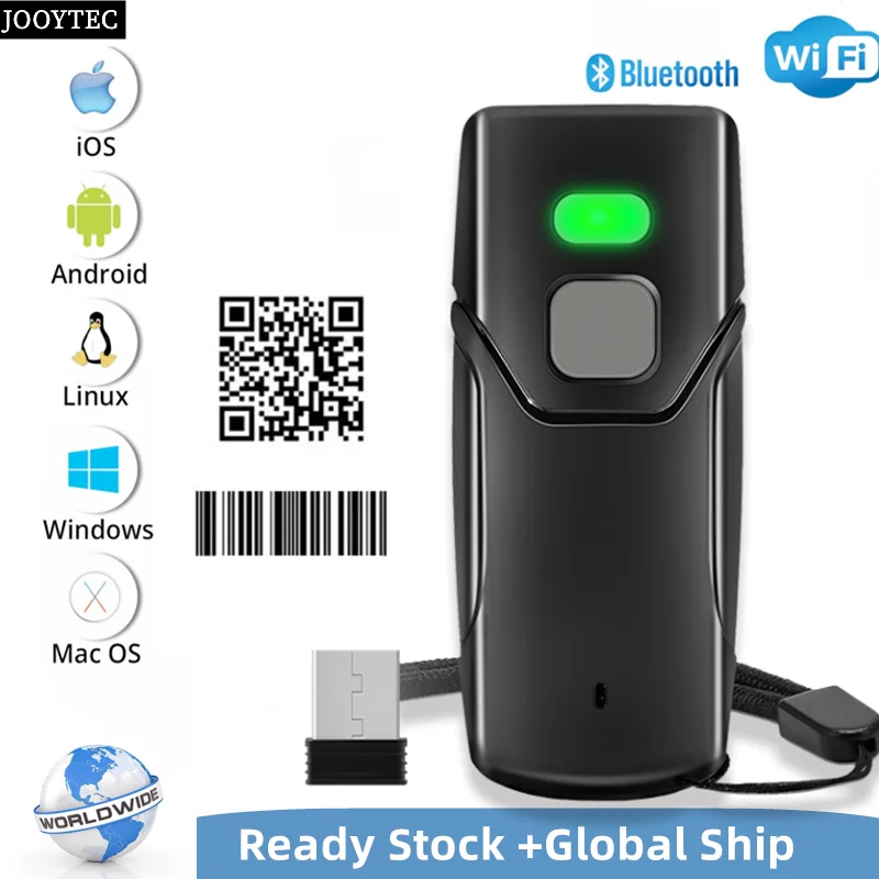 JOOYTEC Wireless 1D 2D Barcode Scanner Bluetooth Mini Scanner Support Windows Android POS