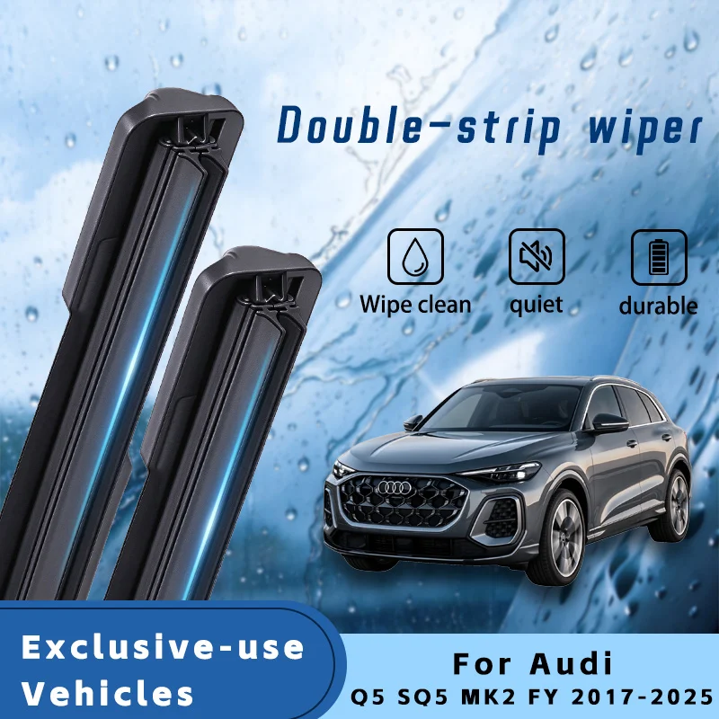 For Audi Q5 SQ5 MK2 FY 2017-2025 Front Wiper Blades 24"+20" Car Wiper RHD&LHD Fit Push Button Windshield Windscreen Front Wipers