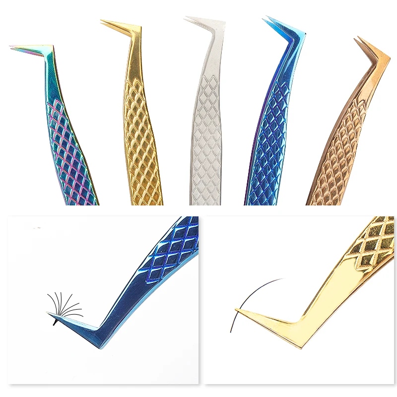 Stainless Steel Fish Scale Tweezers Professional Eyelashes High Precision Anti-static Tweezers Eyelash Extensions Makeup Tools