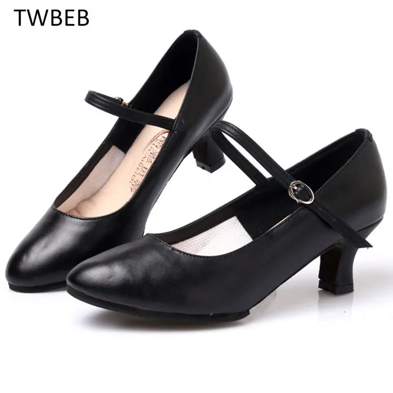 Corium Women Latin Dance Shoes Black Soft Bottom ModernTango Dancing Shoes Heel 3CM/5CM Ballroom Salsa Dance Shoe  Colse Toe