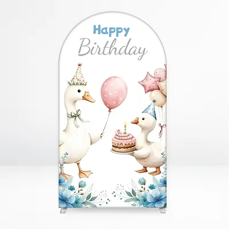 Mehofond Custom 2-Sided One Silly Goose Blue Bow Cake Kid Birthday Party Baby Shower Cover Chiara Arch Background Decor Backdrop