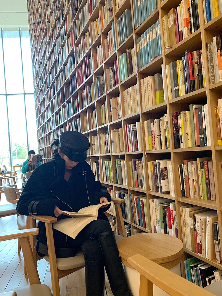 Bla Cherry Jaet feminino de pele de cordeiro para motocicleta Sle Winter Thiened Long Sve com fecho de zíper cor para viagem Faion