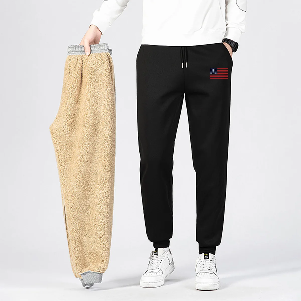 

Men's American Flag Print Fleece Pants - Patriotic Warm Winter Style for Cozy Lounging & Casual Wear