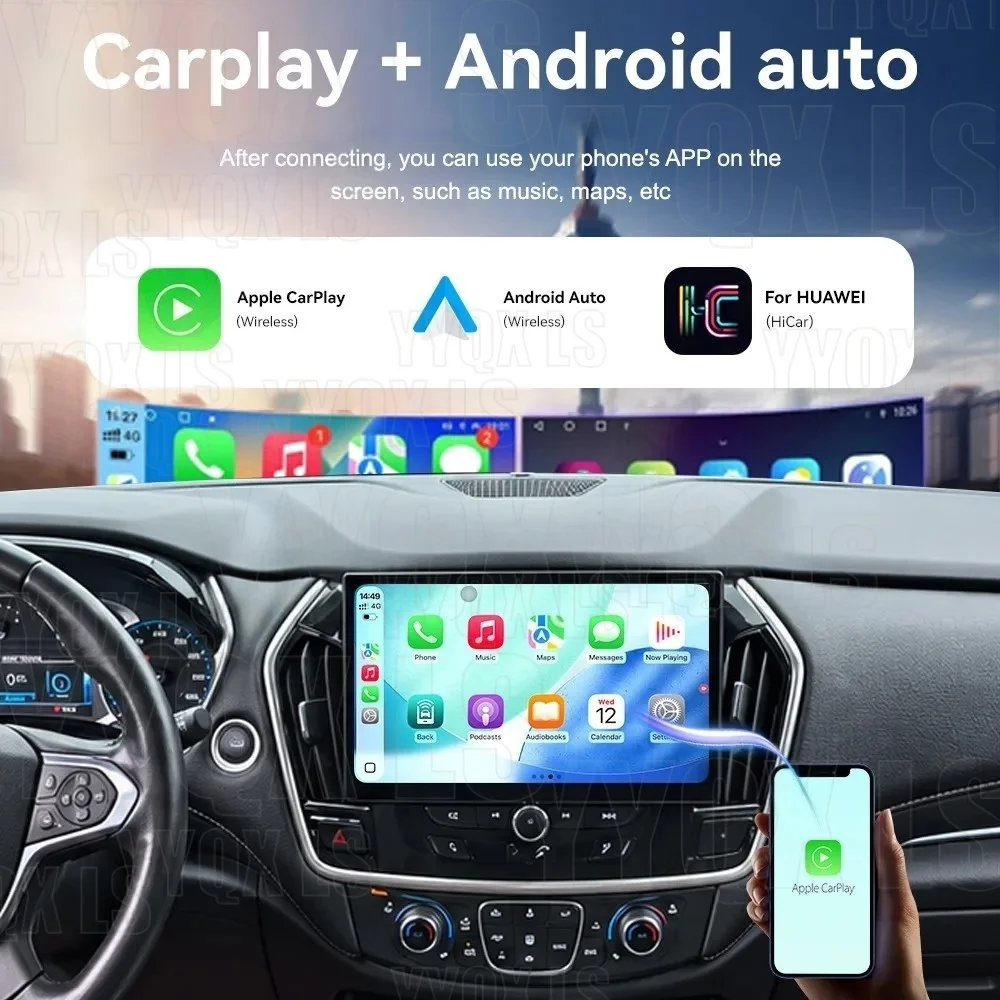 11.6inch Screen Android 15.0 Car Stereo for Chevrolet Traverse 2014–2023 Built-In Wireless CarPlay & Android Auto GPS Navigation