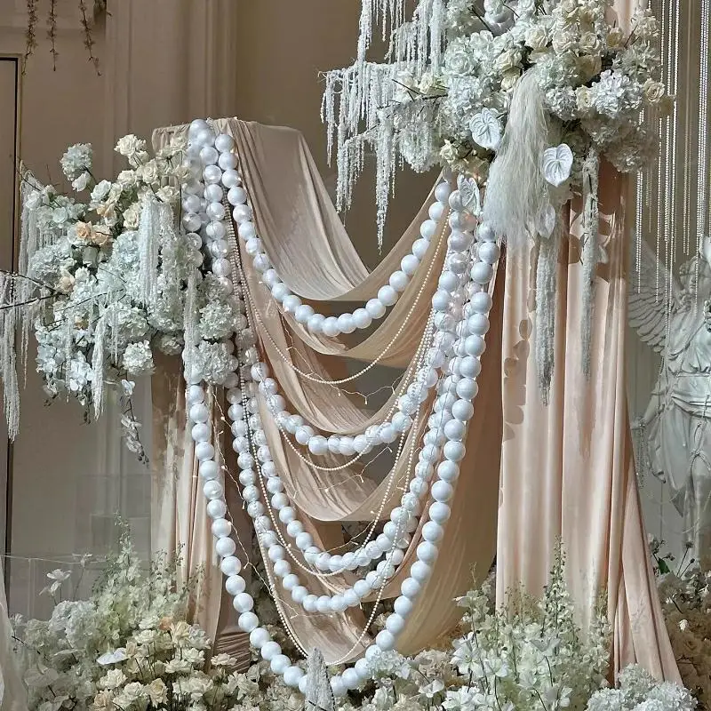 

Giant Foam Ball String Acrylic Beads Hanging Pearl Chain Pendant for Wedding Birthday Backdrop Wall Photography Props Display