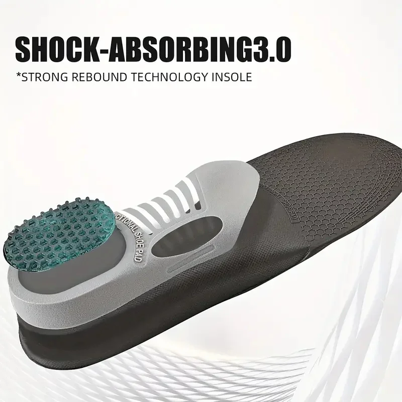 1 Pair Unisex Black EVA Sports Shock-absorbing Insoles, Suitable For Basketball Playing, Long-lasting Standing