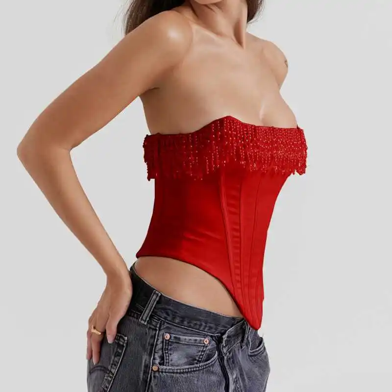 مثير لون نقي Fibone تصميم تانك الأعلى اللؤلؤ حزام سترة الصيف Faionable الصينية Sle المرأة أعلى Svel لباس غير رسمي