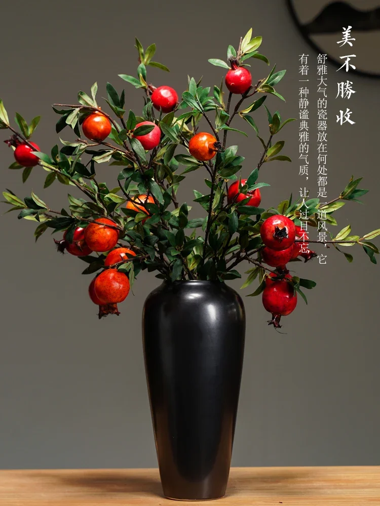 Creative handmade Chinese style vase decorations for living room, black home decoration, large size, Jingdezhen craft ceramics