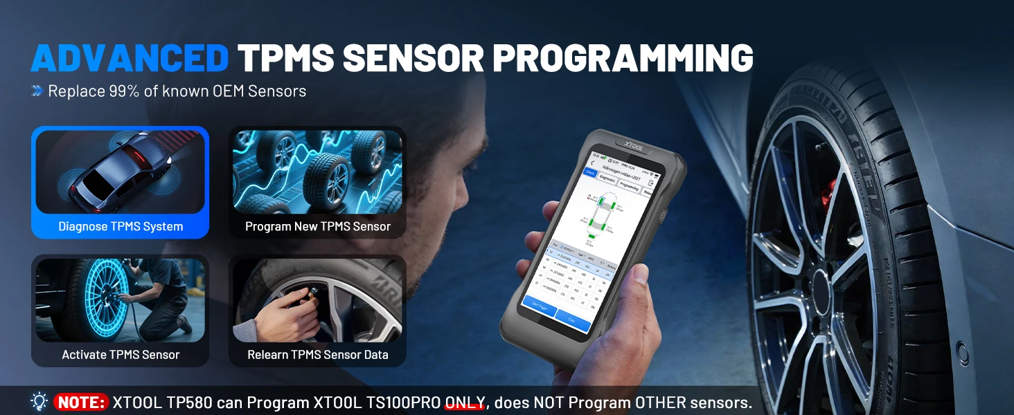 2026 XTOOL TP580 TPMS-Diagnosetool VS TP150, Allsystem-Automobilscan (nicht nur TPMS), 22+ Reset-Funktionen, fortschrittliche TS100PRO-Sensorprogrammierung, lebenslange kostenlose Updates, 315/433MHz-Sensoraktivierung/-Neuanlernen und OBD-Neuanlernen, Typ-Programmierwerkzeuge – Detail 4