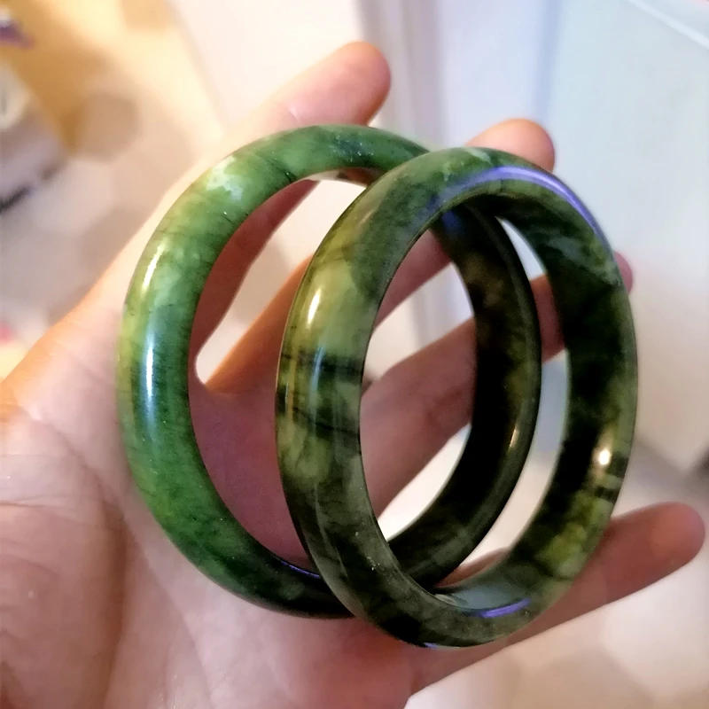 Natural Green Jades Bangles Hand Carved Emerald Jade Bracelet Women Boutique Healing Jewelry Girlfriend Mom Lucky Amulet Gifts