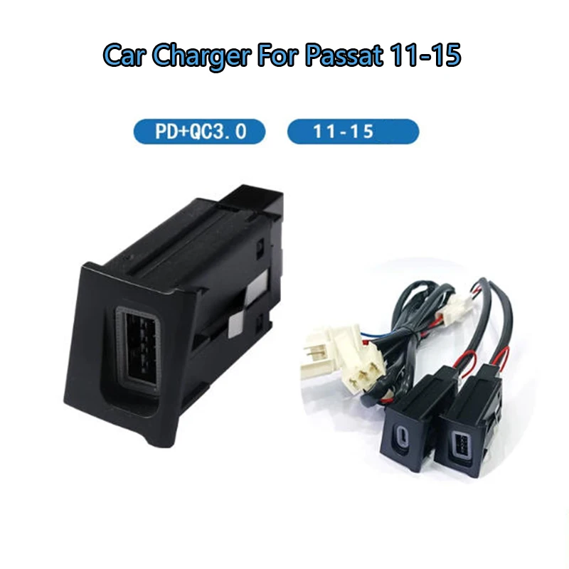 Für VW Volkswagen Passat 11-15 Schnelles Autoladegerät QC3.0 PD USB-Schnittstelle Schnelladapter für Autotelefon-Aufladung mit Knopfbedienung