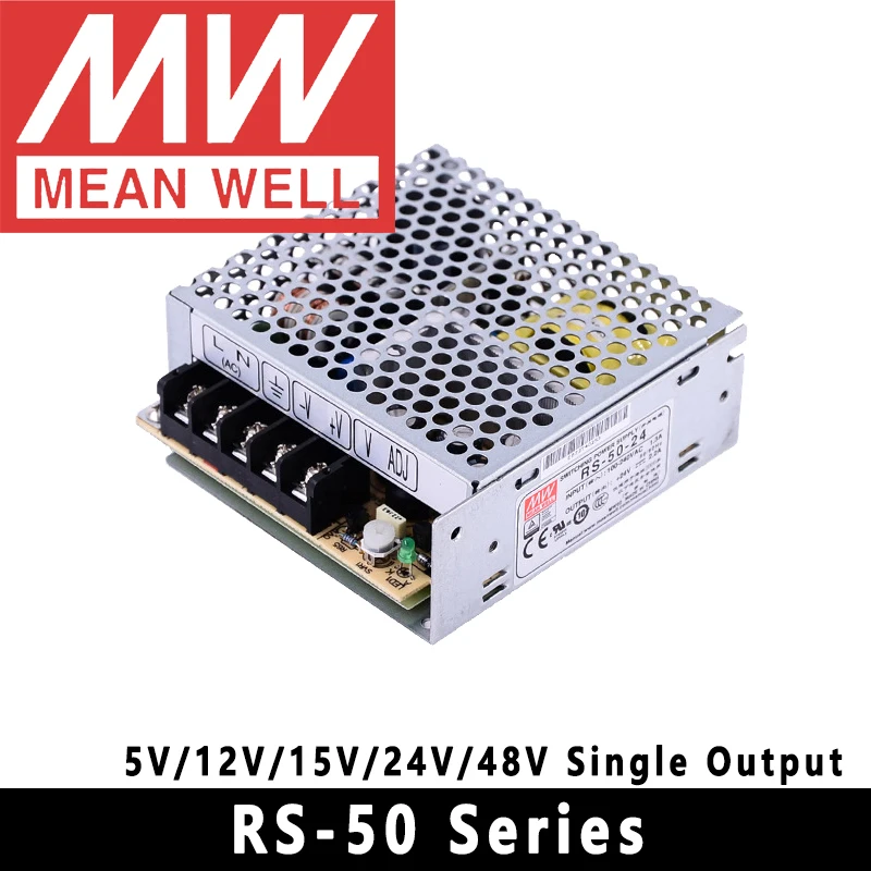 Original Mean Well RS-15/25/35/50 Series Meanwell 3.3V 5V 12V 15V 24V 48V Single Output Switching Power Supply