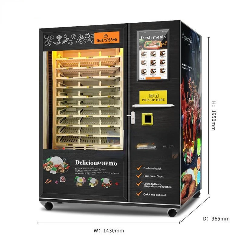 Microwave Heating Hot Food Vending Machine Automatic Fast Food Vending Machine For Meals Soup Hamburger Lunch Box Frozen Food