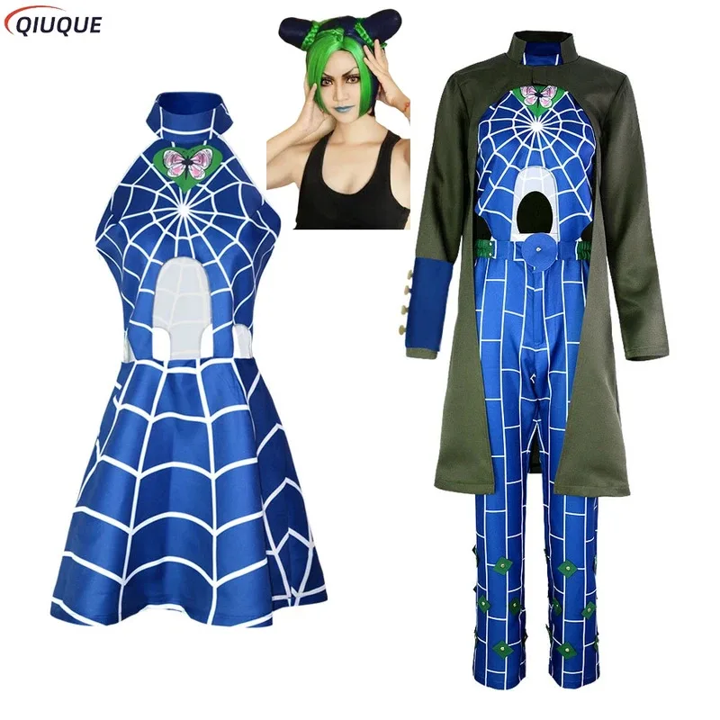 

Anime JOJO JoJo's Bizarre Adventure Cosplay Jolyne Cujoh Cosplay Costume Wig Kujo Coat Jumpsuit Women Uniform Comic Con Outfit