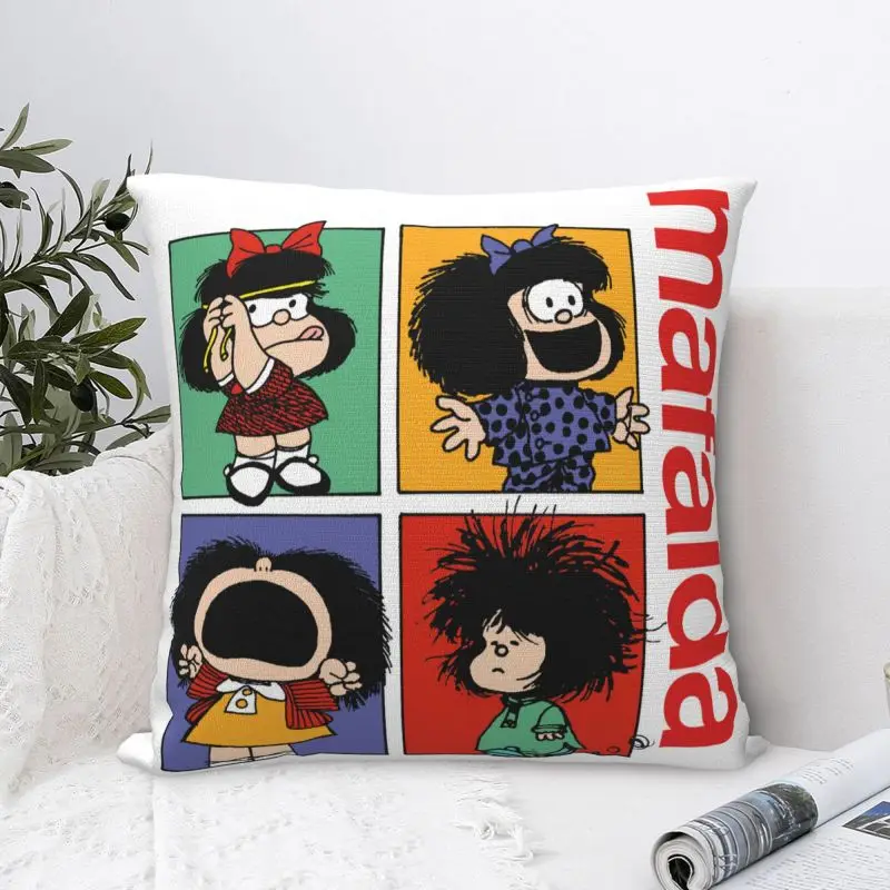 Custom Nordic Mafaldas Collage Cartoon Manga Quino Comic Sofa Cushion Cover Velvet Throw Pillow Case