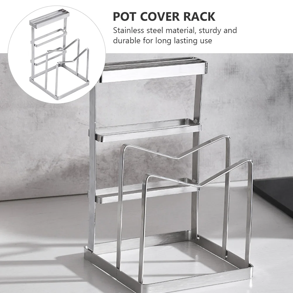 

1 pc Stainless Steel Knife Holder Kitchen Storage Rack Drying Stand Rust Proof Cutter Shelf Pot Cover Bracket Nonslip Board Rack