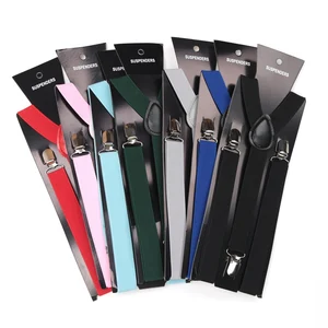 Solid Color Elastic Leather Susperations Male Women Black Blue Red Handles Adjustable for Wedding Gift Suit Skirt Accessories Main Men's Suspendicity Sales - №4
