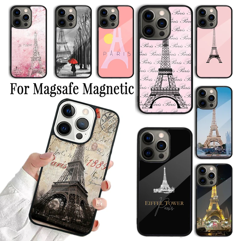 

Coque Phone Case For iPhone 16 15 14 13 12 Mnini 11 Pro Max Plus Magsafe Magnetic Wireless Charging Cover Eiffel Tower Paris