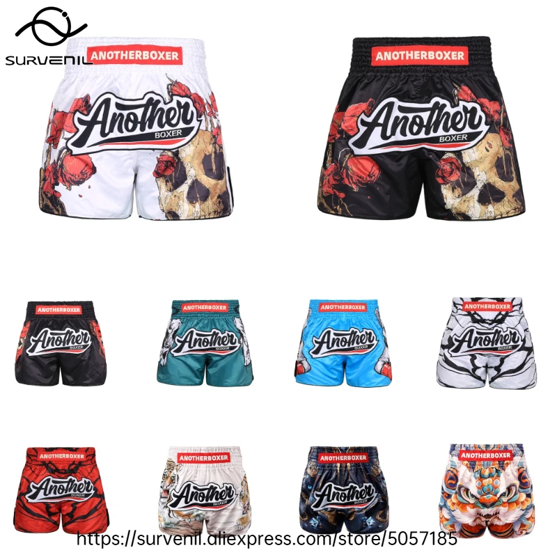 Muay Thai Pants Skeleton Skull Thai Boxing Shorts Men Women Youth MMA Fight Training Match Shorts Combat Sports Gear Thai Shorts