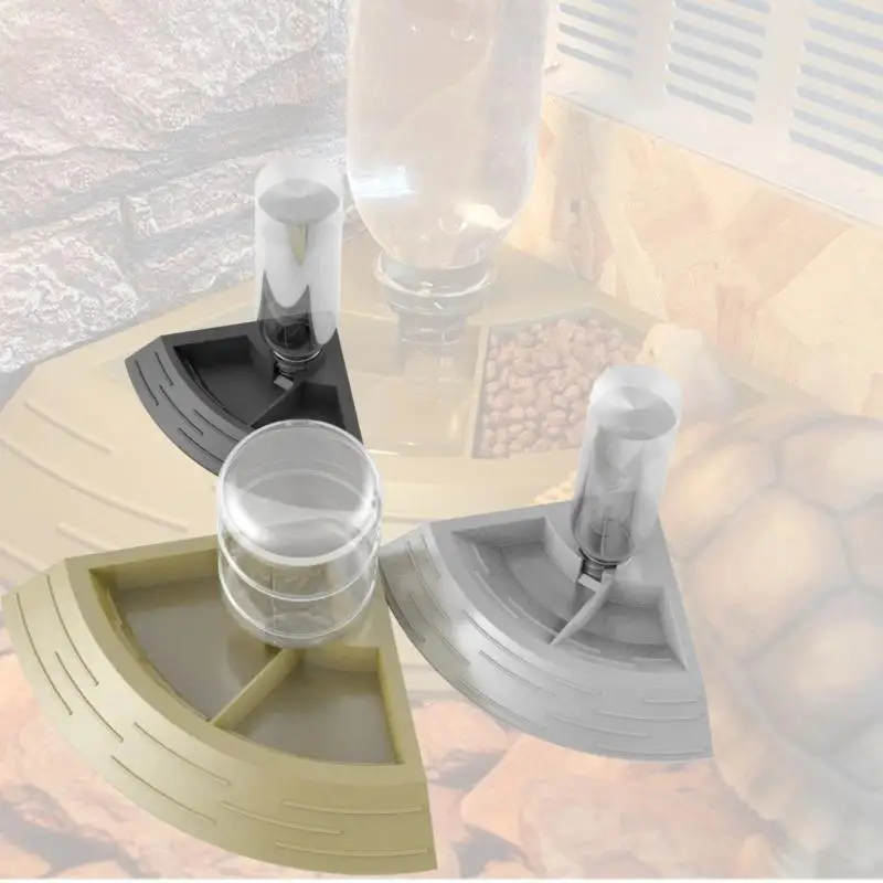 1PC Automatic Reptile Feeder Lizard Water Bowl Corner Dish With Water Bottle For Pet Turtle Maned Lion Gecko Lizard