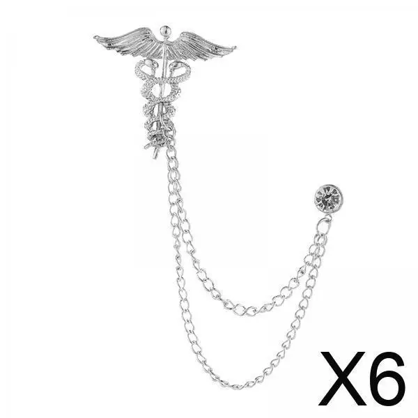 Fashion Men’s Angel Wing Brooch with Tassel Chains Alloy Lapel Pin for Career Suit Shirt Scarf Hat Dress Coat Accessories