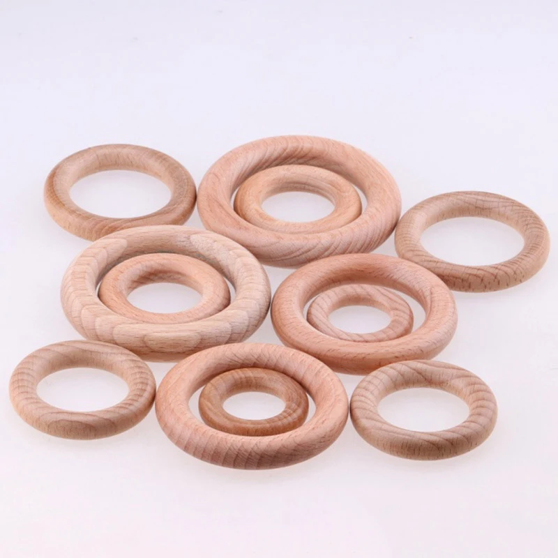 ABCPICK 25-70mm 20pcs Nature Beech Wooden Ring DIY Bracelet Jewelry Making Handmade Accessories