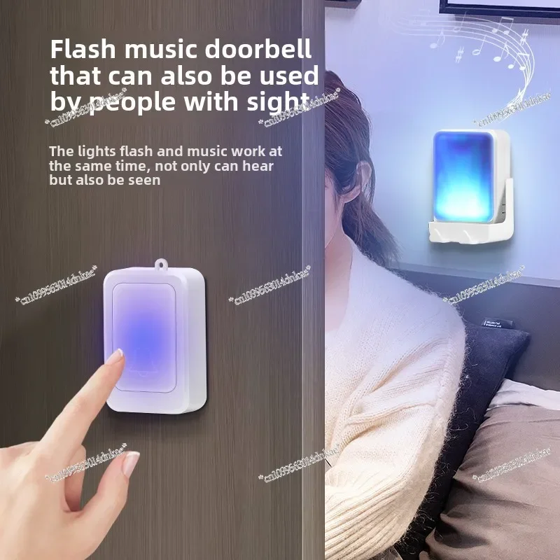 Colorful Flash Wireless Doorbell Luminous Light Household Deaf Elderly Digital Music Reminder Service Call Can Be Muted
