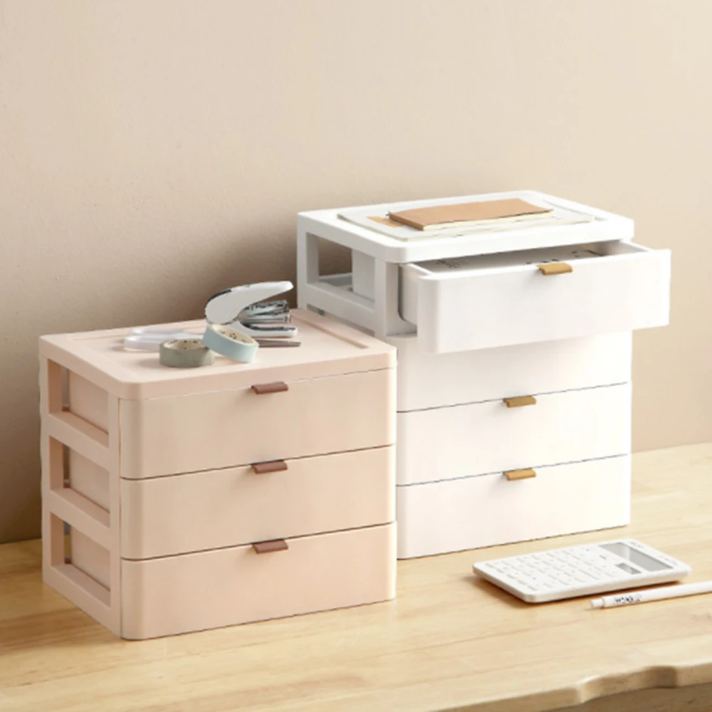 

3-layer Drawer Makeup Organizer Box Desk Storage Box Plastic Document Sundries Holder Cosmetic Storage Organizer Desktop