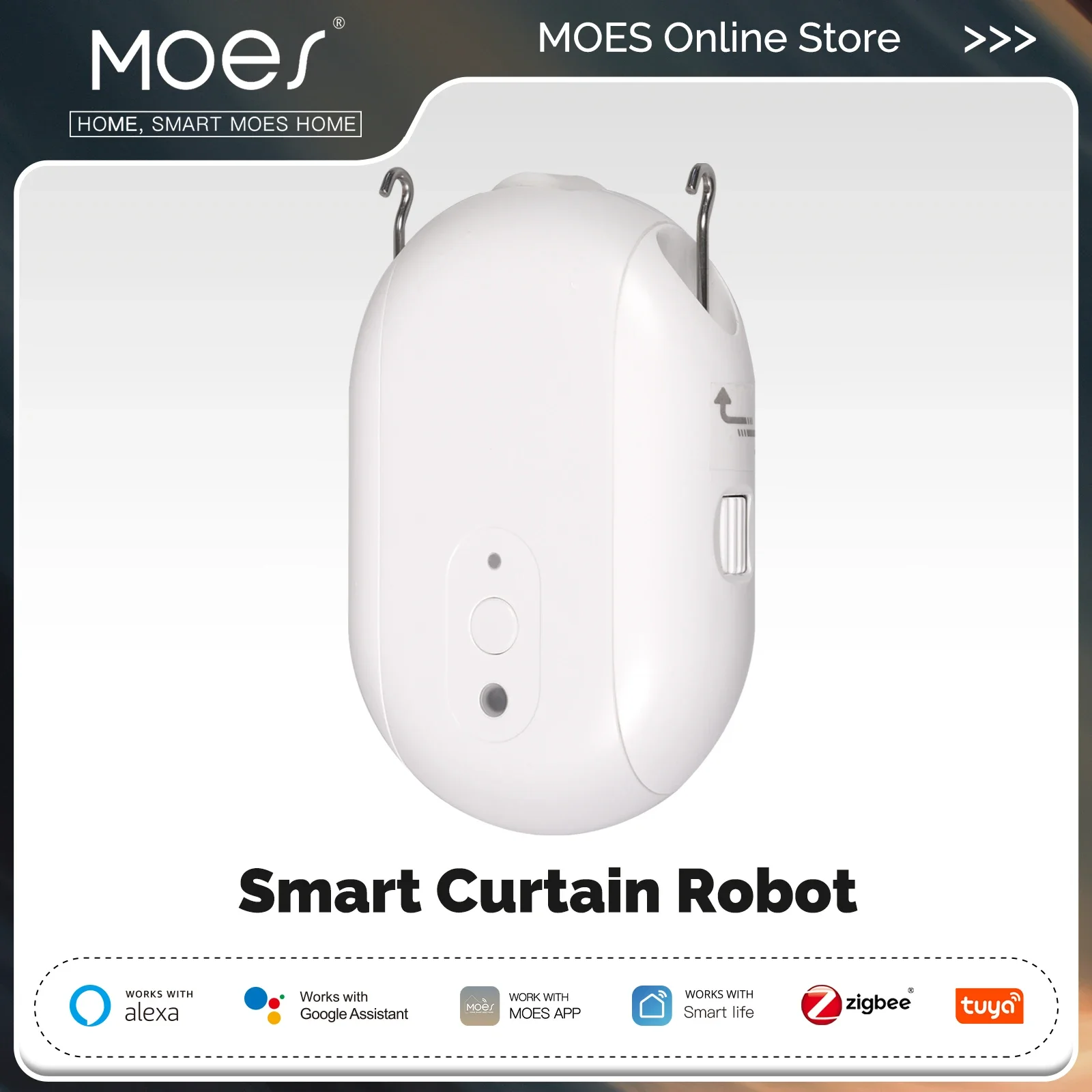 

MOES Tuya ZigBee Smart Electric Curtain Robot Timing Auto Opener Closer Light Sensor App Remote Control Support Alexa GoogleHome