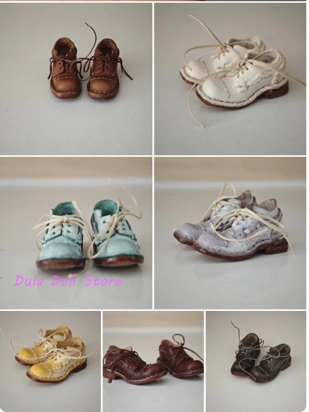 

（New style）Dula Doll Handmade Vintage round toe leather shoes with straps Blythe ob24 ob22 Landoudou Landazz Doll