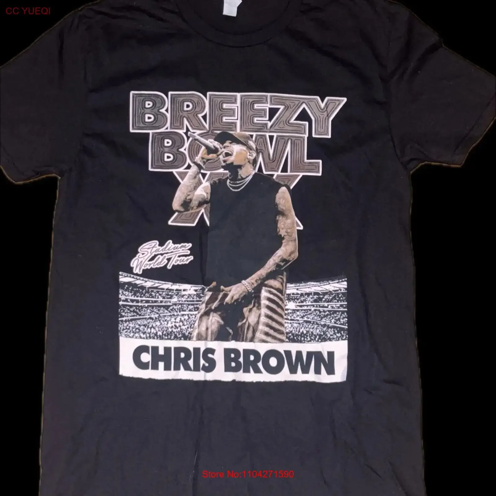 NEW UNWORN Chris Brown Breezy Bowl XX Tour T Shirt Size Medium M Concert Dates vintage Washed graphic homme Stylish Slightly