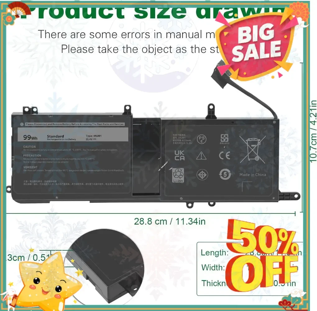SWZY 9NJM1 Laptop Battery for Dell Alienware 15 R3 17 R4 R5 P31E P69F Series Notebook 0546FF 0HF250 44T2R HF250 MG2YH 0MG2YH 11.