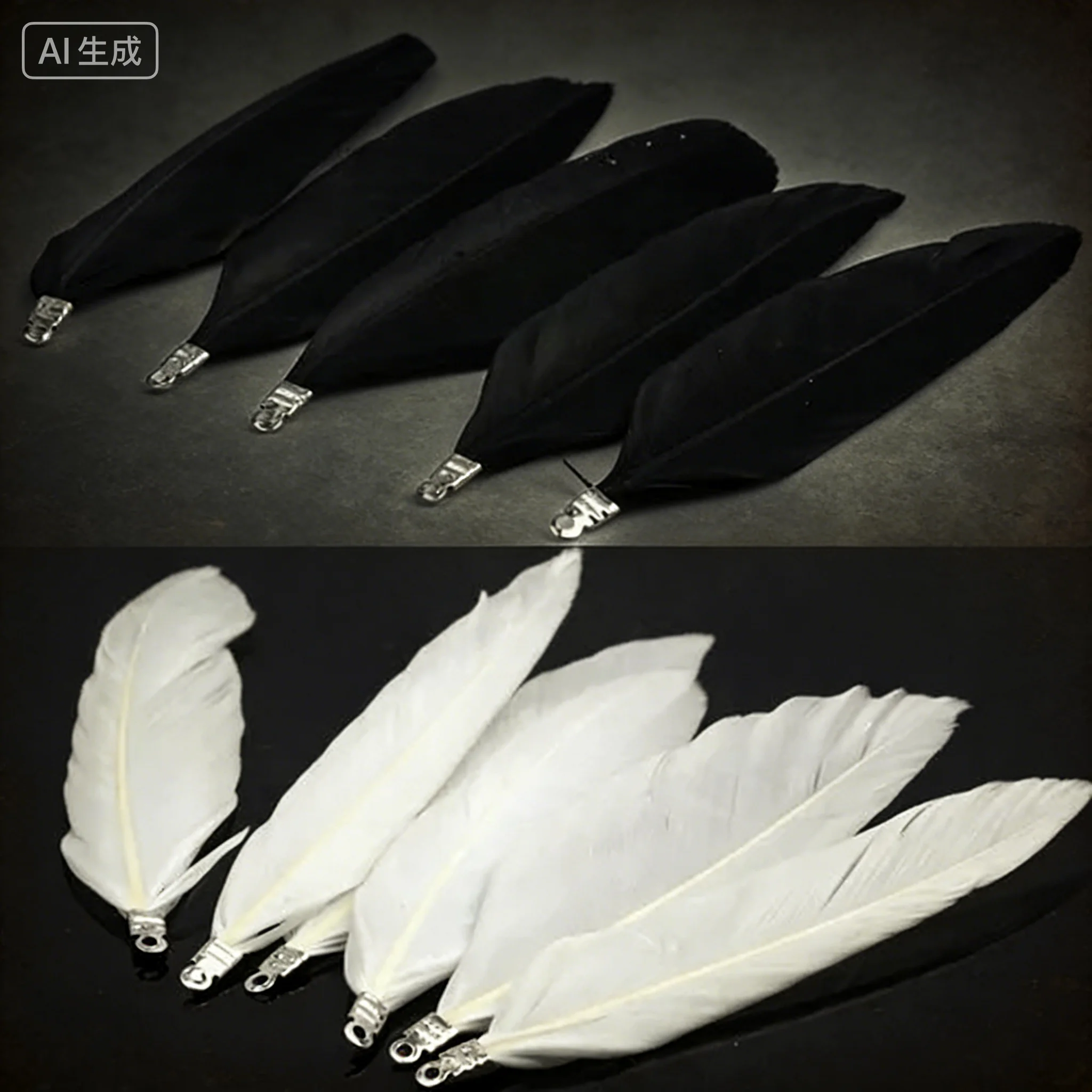 OlingArt Natural feathers 70MM 12pcs/lot black and white women choker necklace DIY Jewelry Making Straps Keychain Pendants 2019