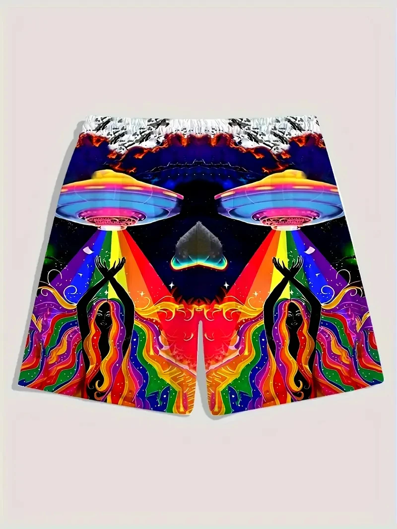 

Harajuku UFO Alien 3D Printed Short Pants 2026 Men Women Clothes Hip Hop Hawaiian Beach Shorts Casual Vacation Kids Trunks New