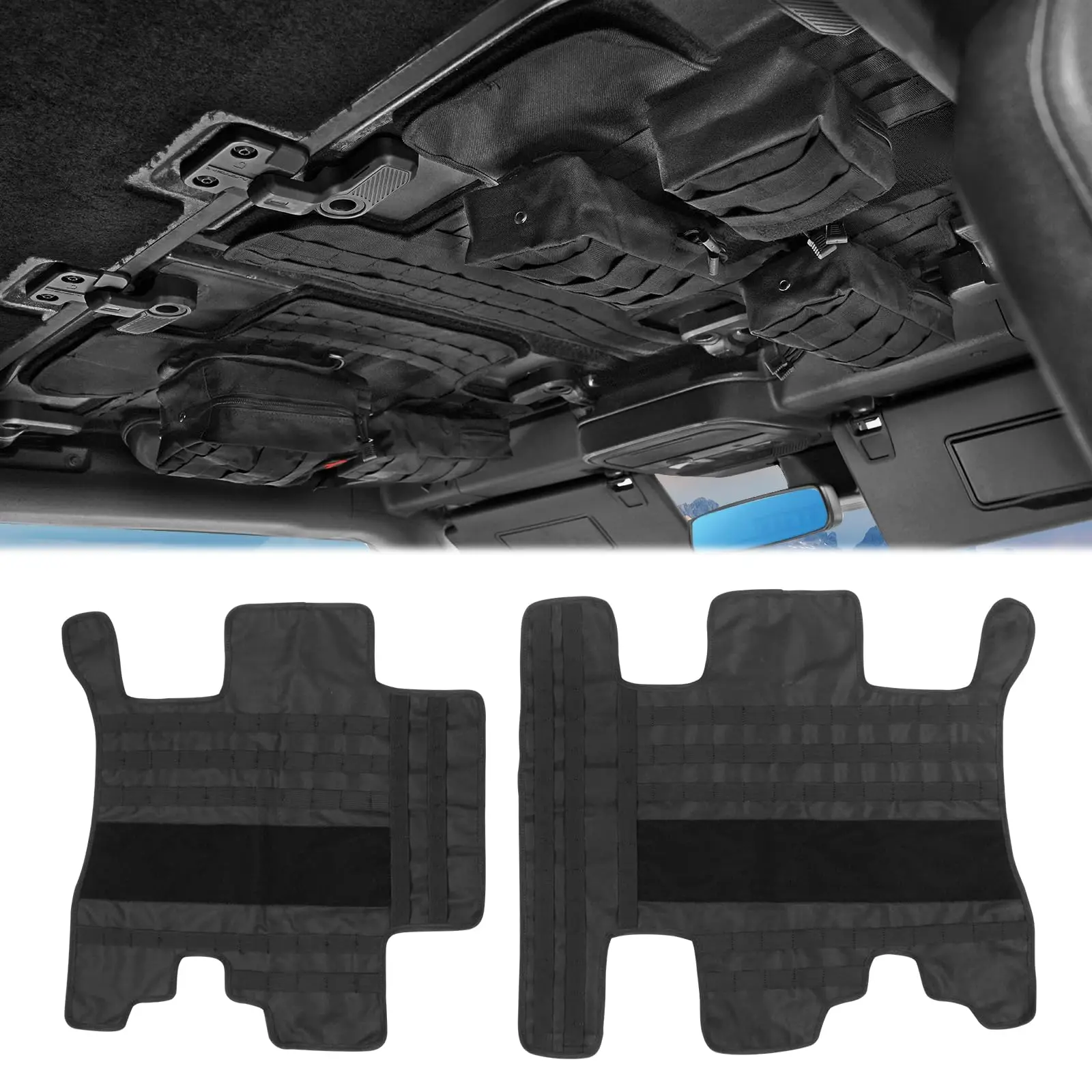 

Roof Liner Organizer Hanging Panel MOLLE System with 6 pcs Tactical Storage Bags For Ford Bronco 2021 2022 2023 2024 Hard Top