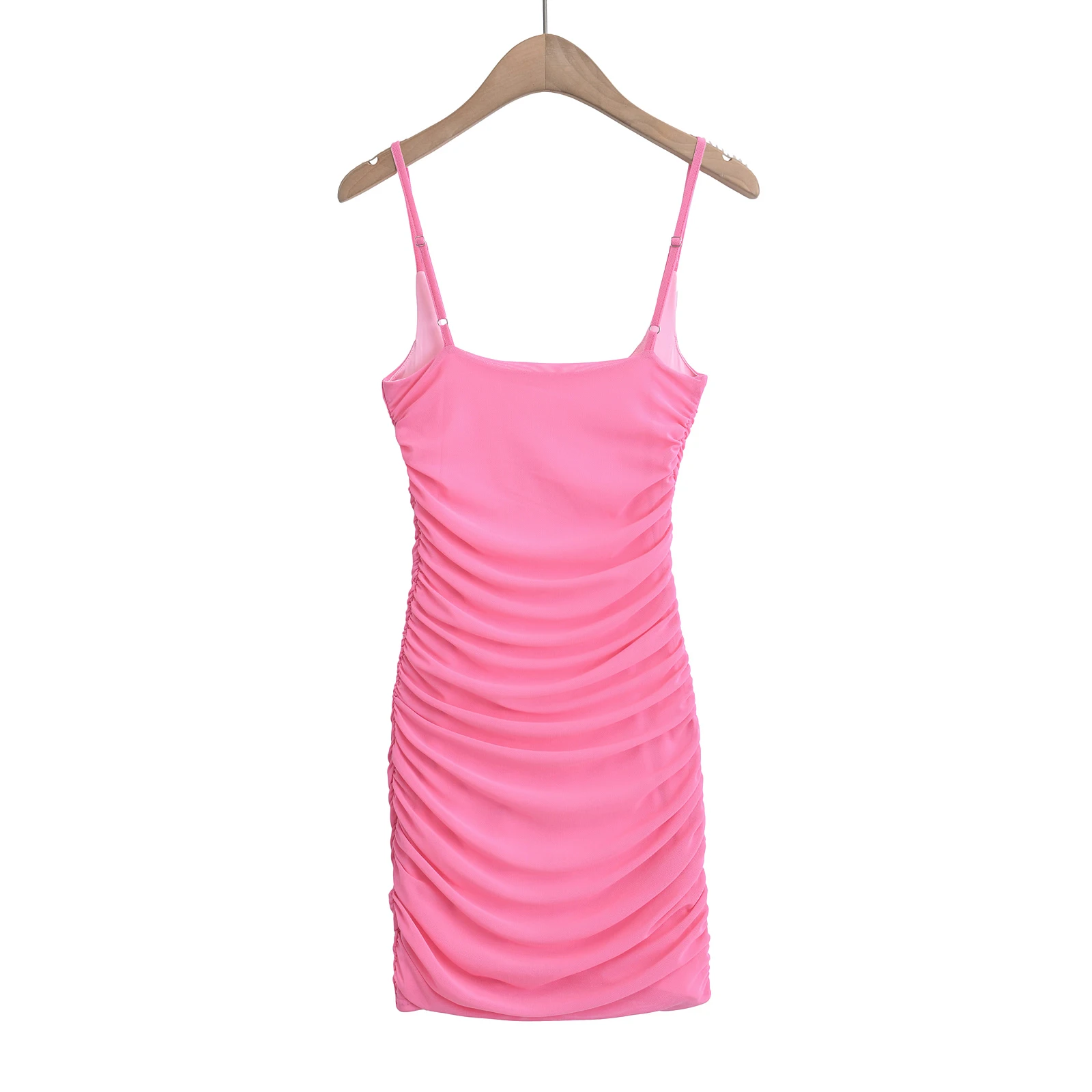 Mini vestidos de fiesta de noche para mujer, ropa de verano, vestido de malla rosa, ceñido al cuerpo, Sexy, camisola de noche con fecha, fruncido, negro, 2024