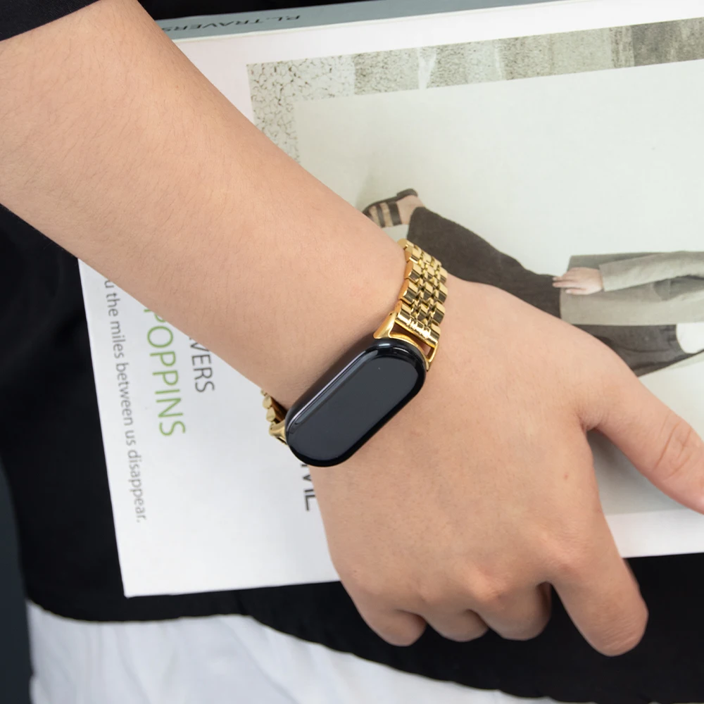 Luxus Metall Armband Für Xiaomi Mi Band 10 9 8 Armband Für Xiaomi Mi Band 8/9/10 Edelstahl faltschließe Armband