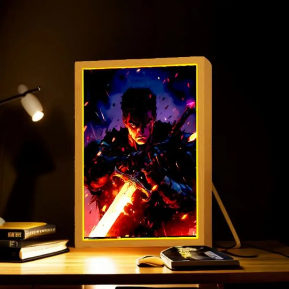 Anime Figure Light Painting Photo Frame Berserk Behelit Griffith Action Figures Led Lamps Room Decor  Chirstmas Gifts moon Lamp