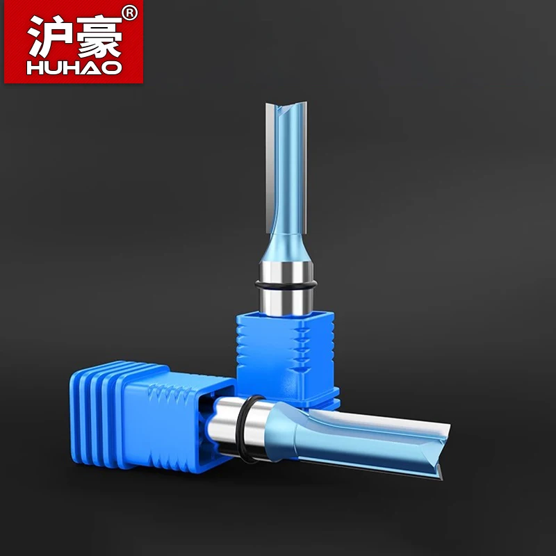 HUHAO 1pc Industrial Grade Woodworking  Router Bit Double Edged Endmill Straight Trimmer Bit SharpedTungsten Milling Cutter