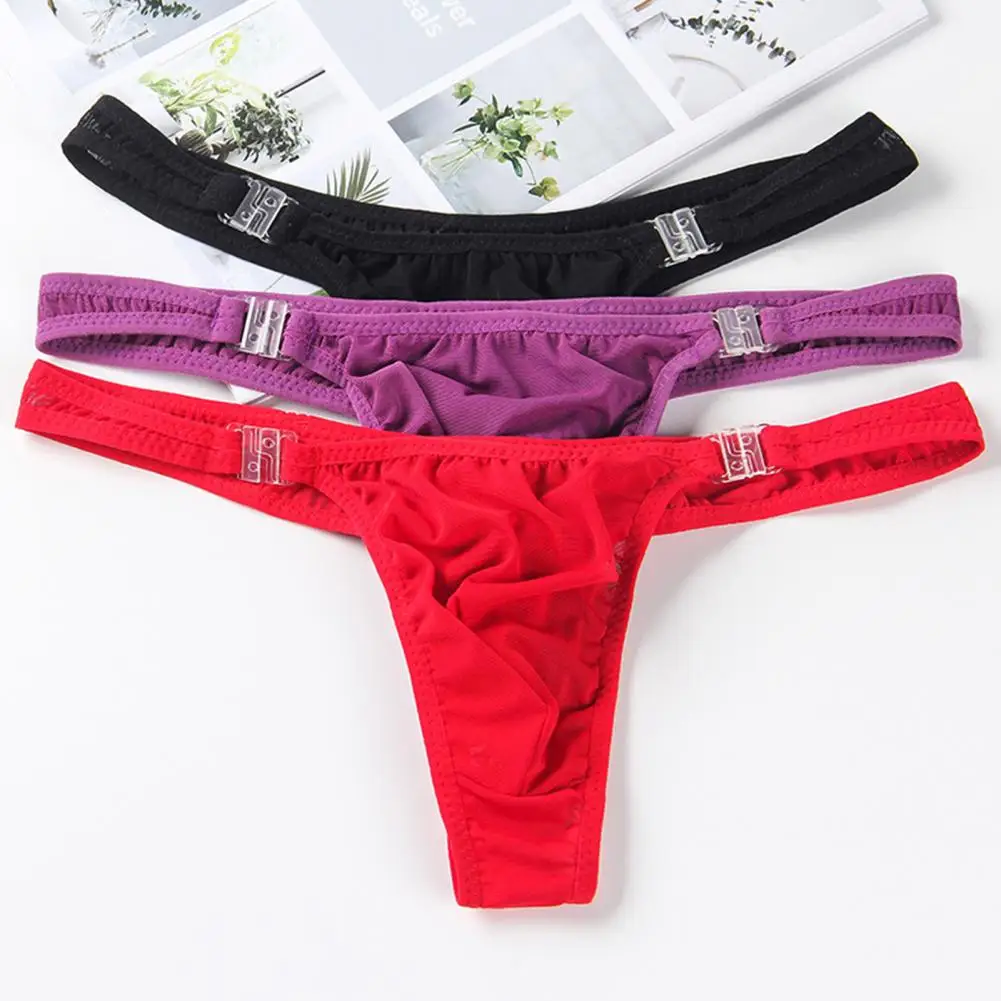 Men Underpants Lightweight Men G-strings Briefs Underwear with Buckle Friendly to Skin Washable Men G-strings for Male