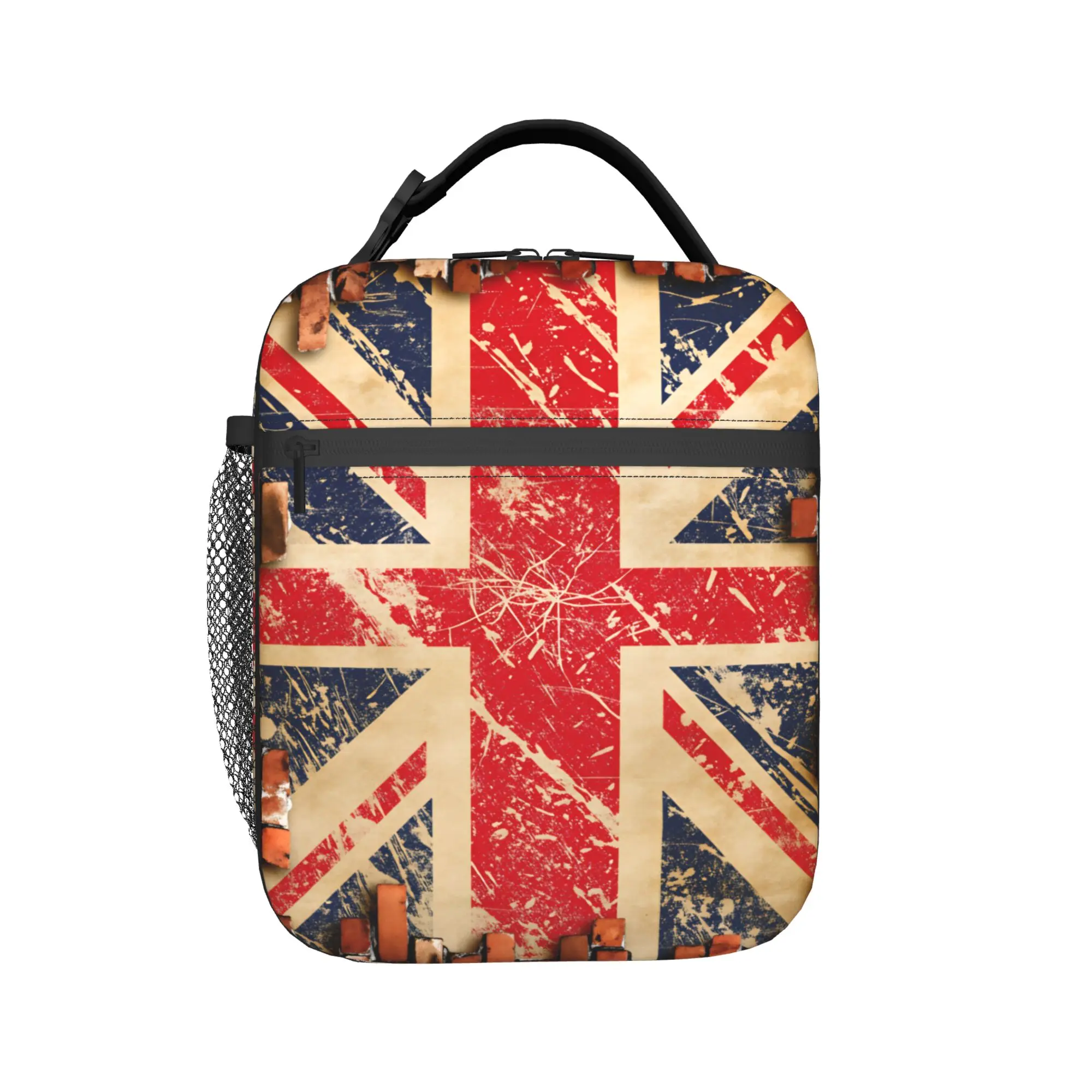 Custom British Union Jack Flag Lunch Bag  Funny Lunch Box For Men Picnic Portable Cooler Bag Waterproof Graphic Tote Food Bags