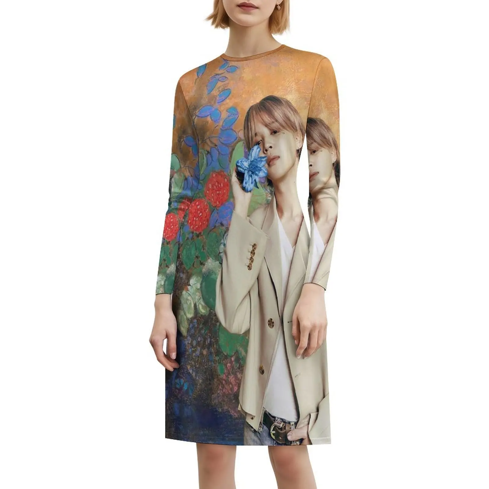 فستان Jimin Among The Flowers ذو فتحة عنق على شكل قلب فستان صيفي أنيق للحفلات للنساء فساتين حفلات Jimin Park Jimin #6