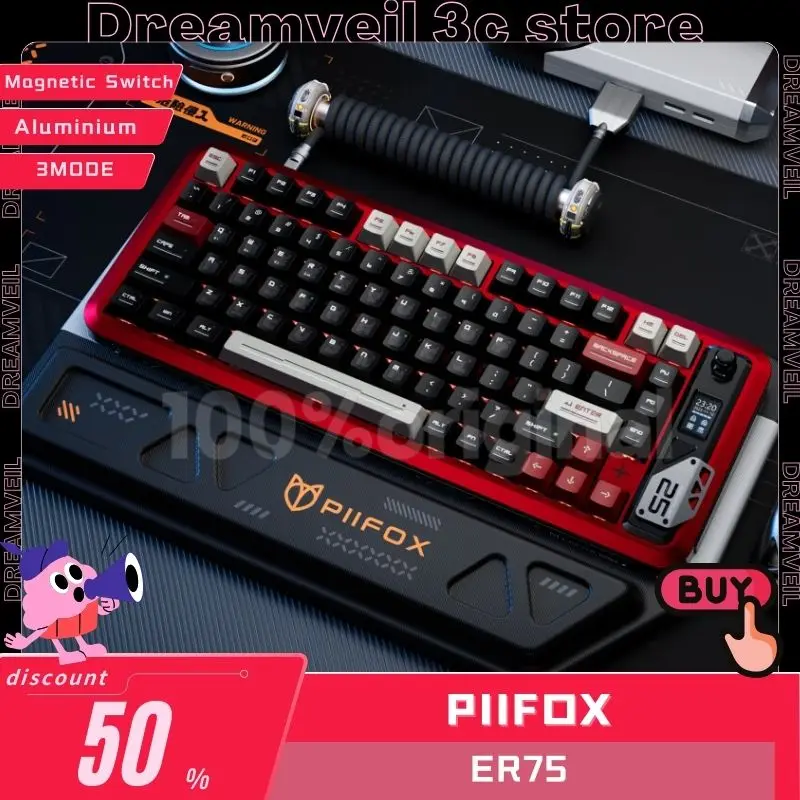 

PIIFOX ER75 Magnetic Switch Keyboard Mechanical Wireless Keyboards 82key 3Mode Aluminium alloy Hot Swap Fps Valorant Gamer Keyb