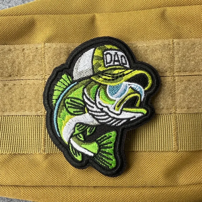 Parche táctico pez bagre con gancho y bucle para mochila de pesca - imagen 5