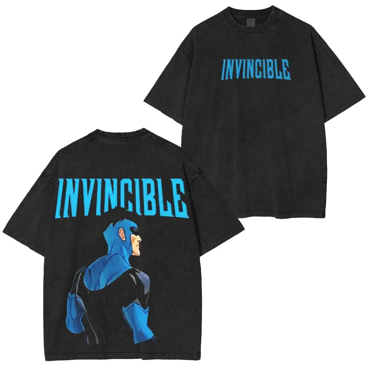 High Street Streetwear Invincible Mark Grayson Acid Washed Oversized T-shirt Short Sleeve Cotton High Quality Clothing Unisex
