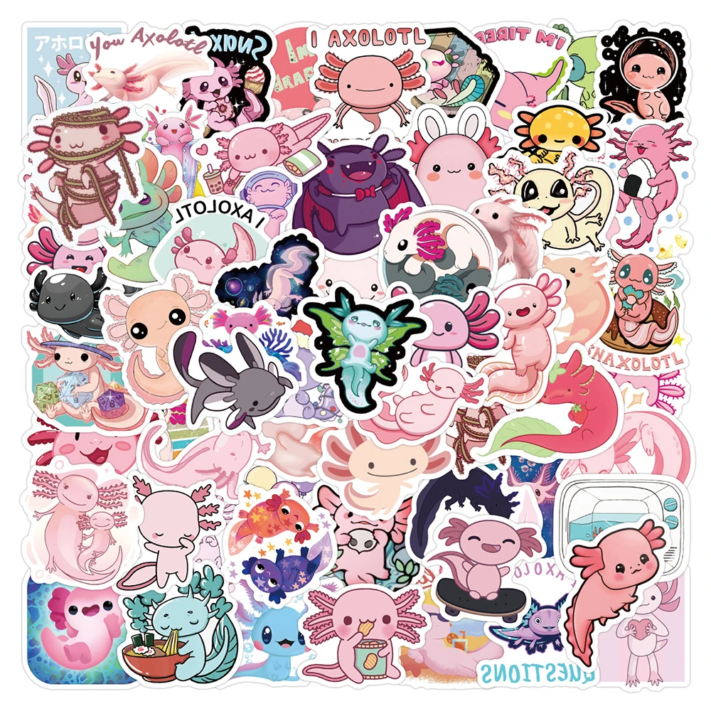 10/30/50/100pcs Cute Cartoon Animal Axolotl Graffiti Stickers Laptop Fridge Travel Luggage Decoration Scrapbooking Sticker Decal
