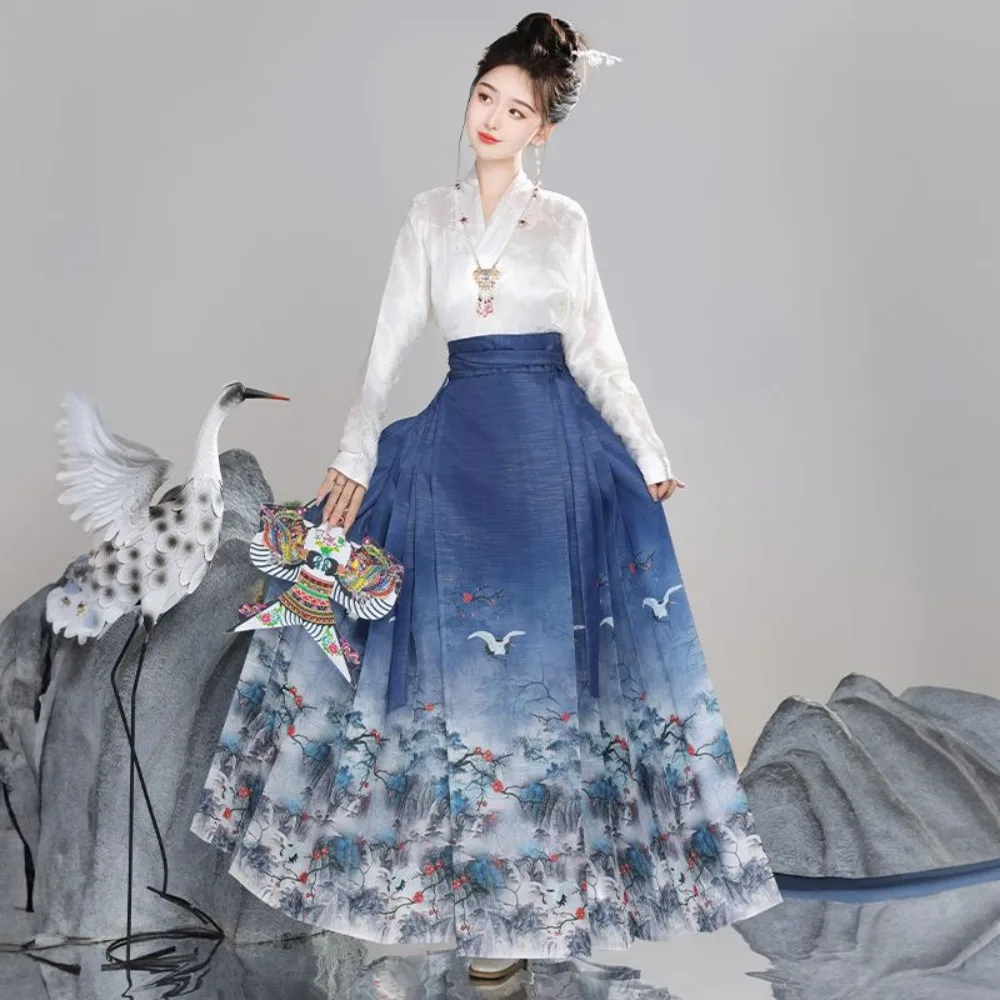 

Original Ming Dynasty Hanfu Set for Women - New Chinese Style Mian Skirt horseface skirt Elegant Traditional Costume