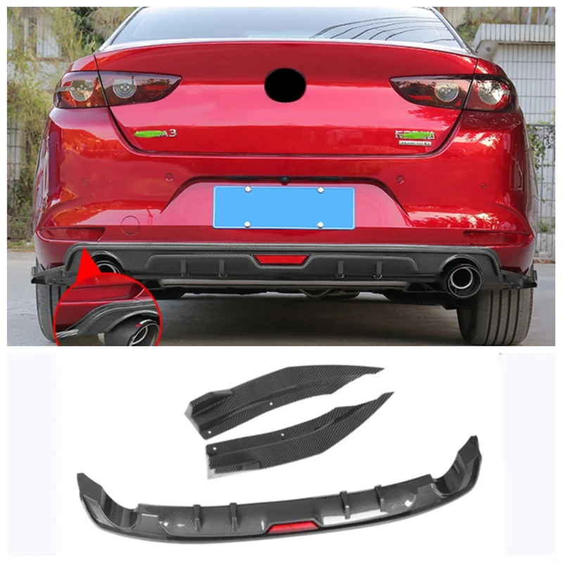 For Mazda 3 Axela 2020 2021 2022 2023+ High Quality ABS Car Trunk Bumper Rear Lip Diffuser Splitter Protector Cover(with LED)