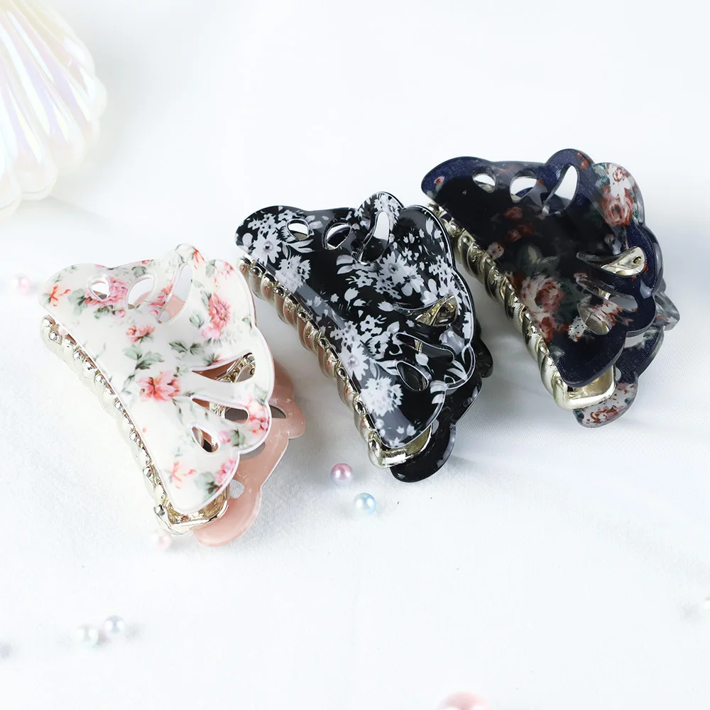 Jepit Rambut Kepiting Gambar Cetak Bunga Akrilik Jepit Rambut Wanita Anak Perempuan Jepit Rambut Jepit Rambut Besar Sederhana Aksesori Rambut Jepit Rambut Manis