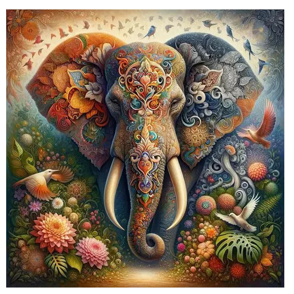 DIY Flowers Elephant Diy 5D Diamond Painting Cross Stitch Animals Diamond Mosaic For Living Room Decor